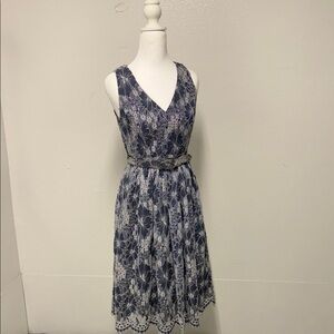 Eliza J Blue and White Floral Midi Dress